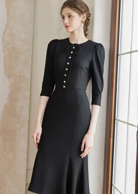 PUFF SLEEVE STRETCH DRESS