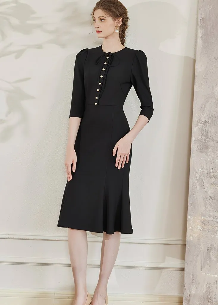 PUFF SLEEVE STRETCH DRESS