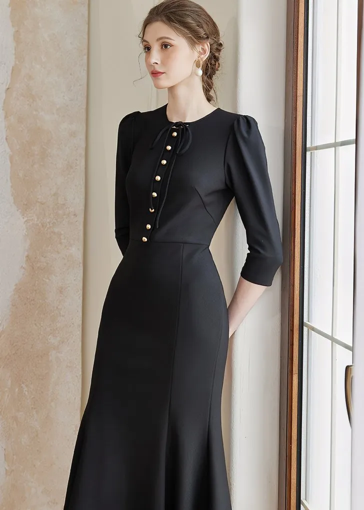 PUFF SLEEVE STRETCH DRESS