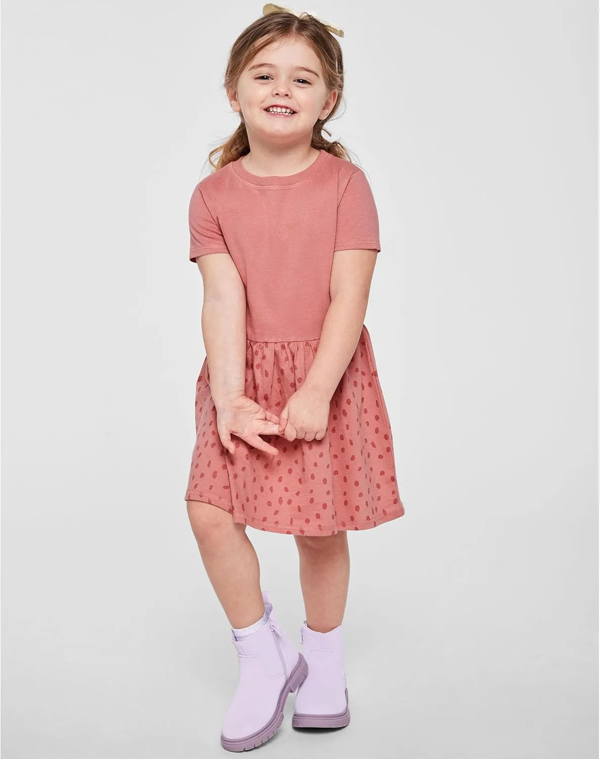 RABBIT SKINS Infant/Toddler Baby Girls Soft Fine Jersey Cotton Short Sleeve Dress