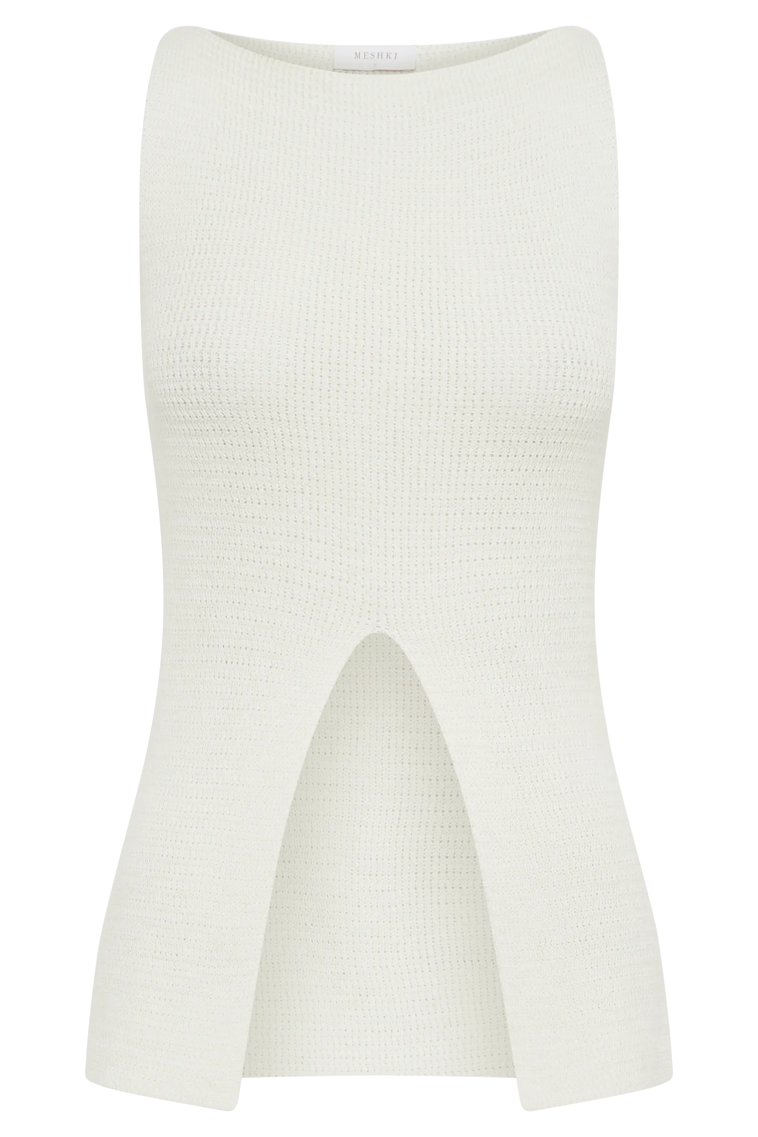 Ridley Knit Tank Top With Split - Ivory