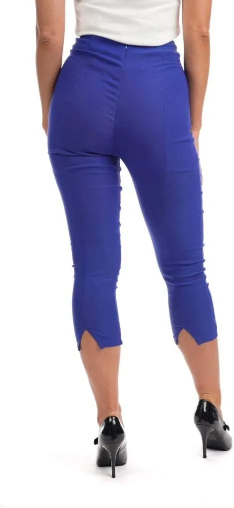 Ro Rox Ella Capri Pants for Women - 1950s Vintage Women's Trousers - High Waist Three Quarter Pant - Zipper & Slits on Back