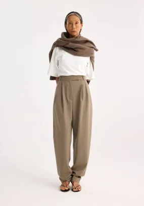Round-leg tailored trousers | khaki