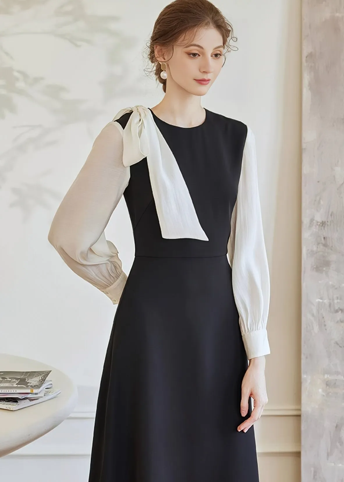 SHOULDER RIBBON SWING DRESS