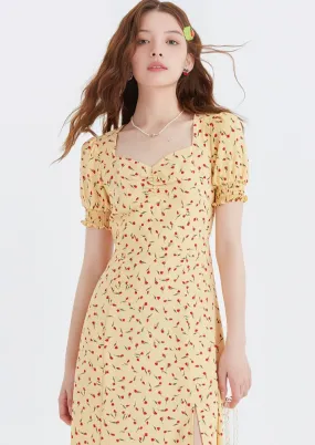 SMALL FLOWER PUFF SLEEVE DRESS