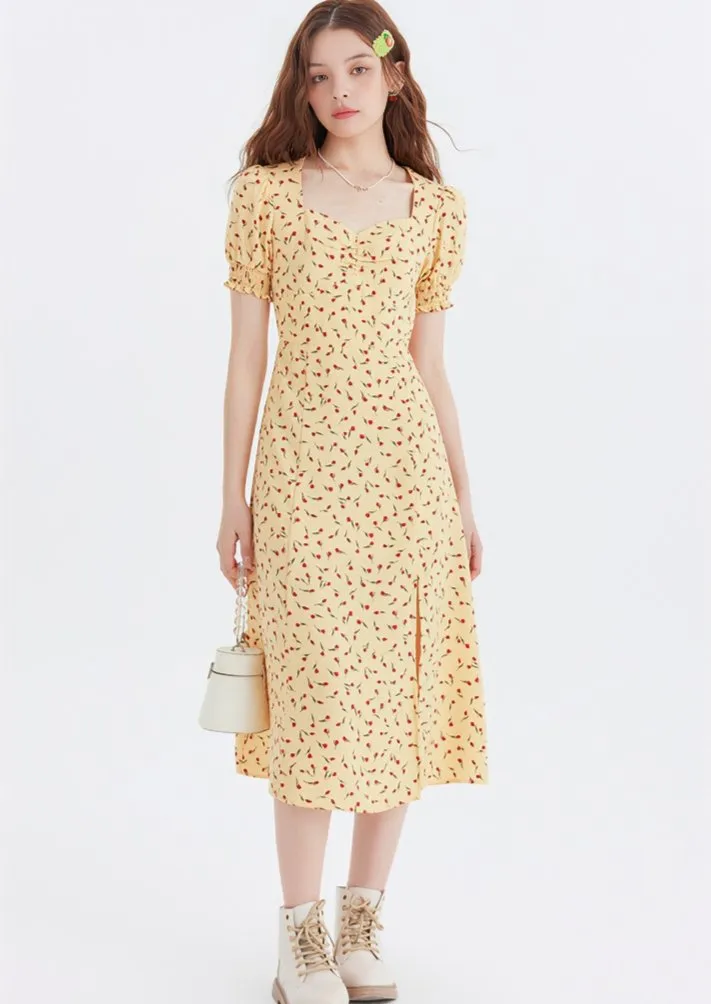 SMALL FLOWER PUFF SLEEVE DRESS