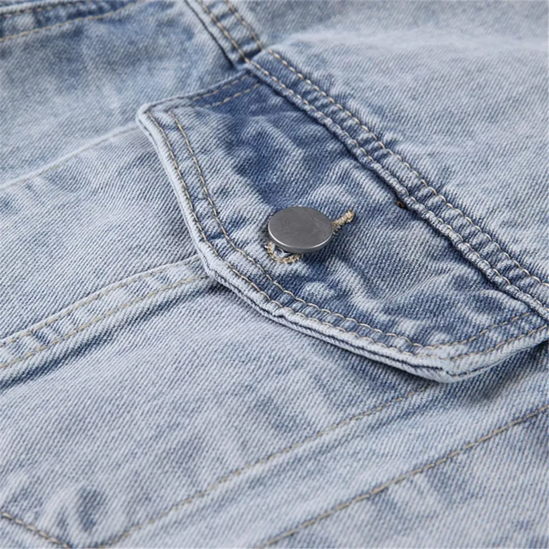 Spring Vintage Denim Jacket Women Long Sleeves Loose Light Blue Jeans Coat Outerwear