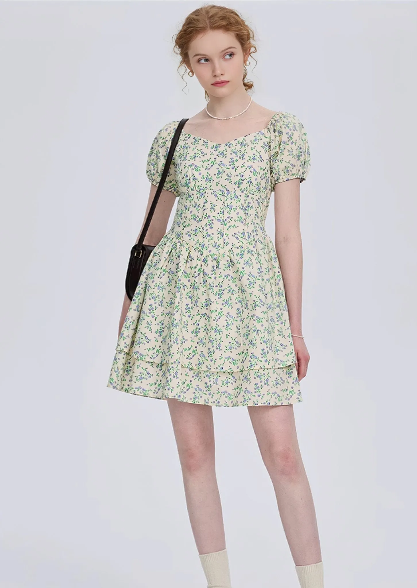 SQUARE NECK FLORAL DRESS