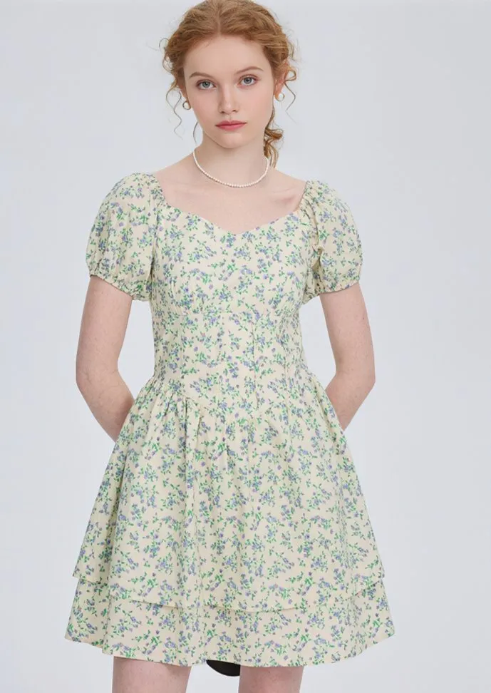 SQUARE NECK FLORAL DRESS