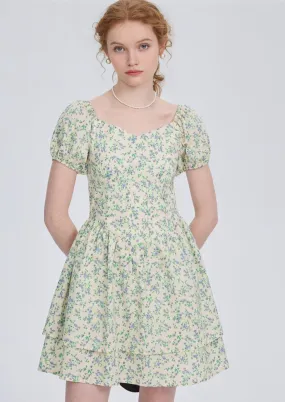 SQUARE NECK FLORAL DRESS