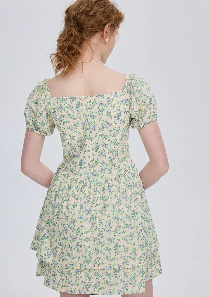 SQUARE NECK FLORAL DRESS