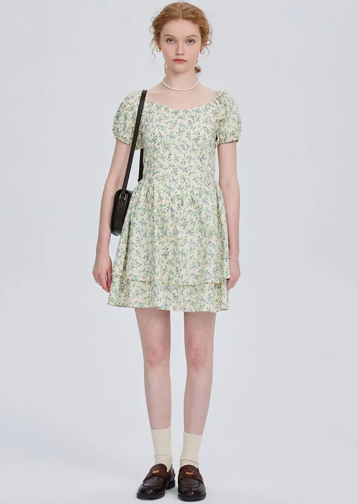 SQUARE NECK FLORAL DRESS