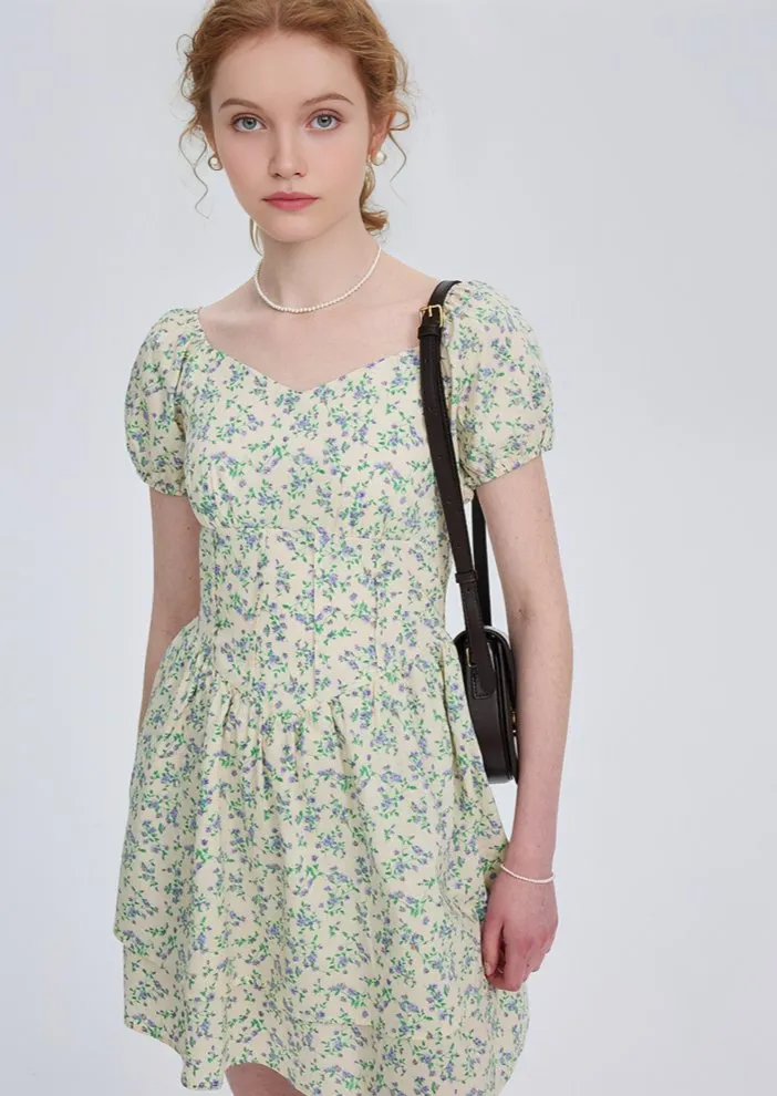 SQUARE NECK FLORAL DRESS