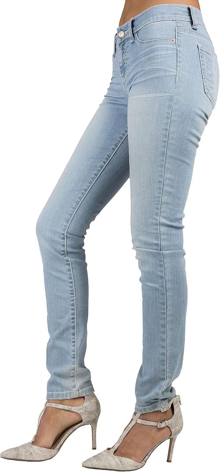 Standards & Practices Womens Stretch Light Wash Faux Pocket Skinny Premium Jeans