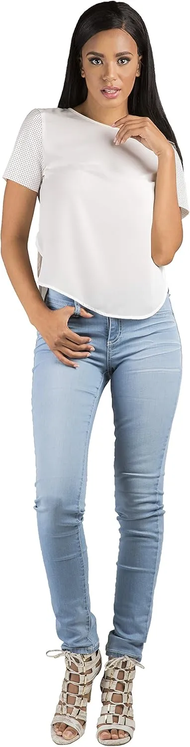 Standards & Practices Womens Stretch Light Wash Faux Pocket Skinny Premium Jeans