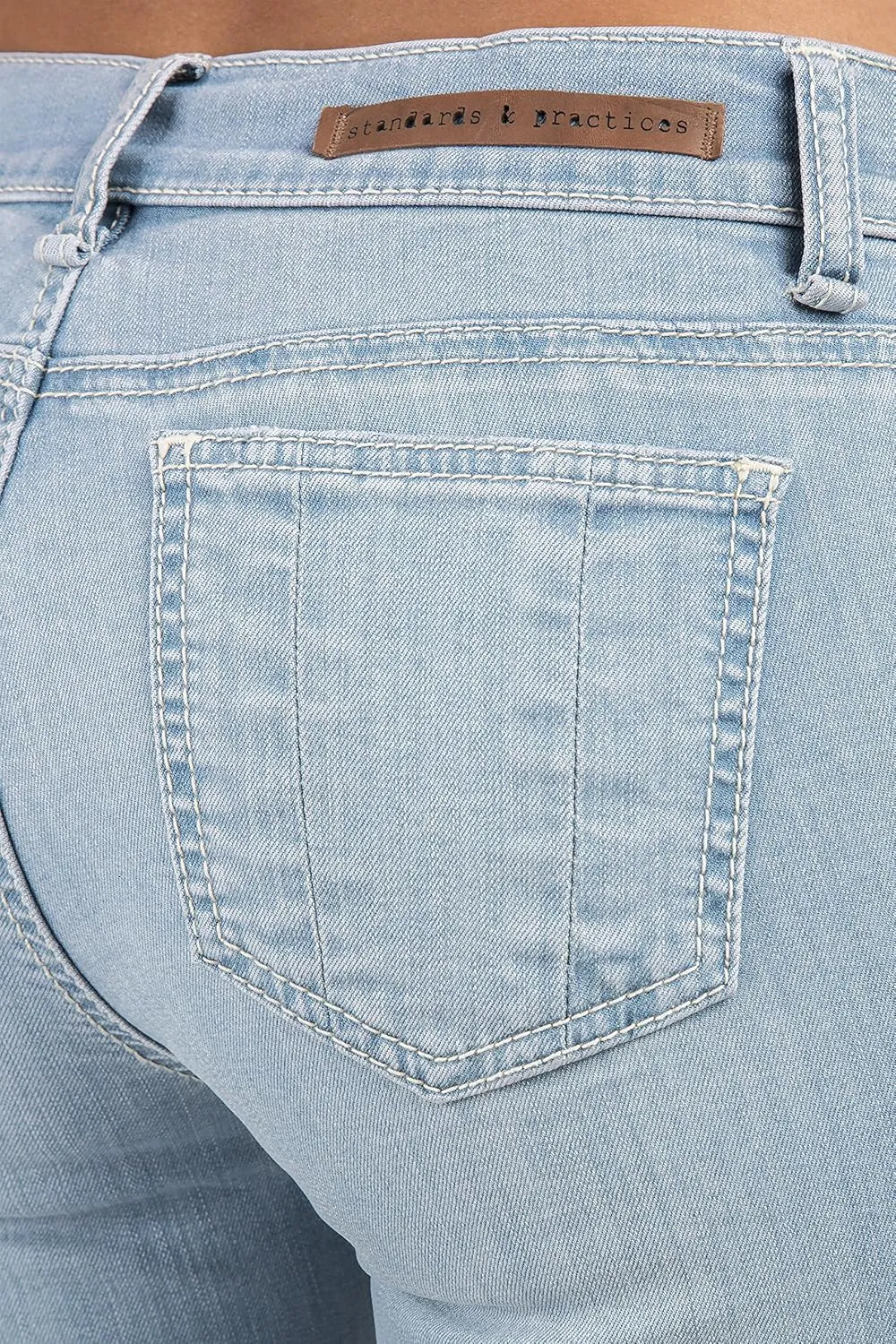 Standards & Practices Womens Stretch Light Wash Faux Pocket Skinny Premium Jeans