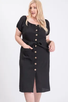 Sunny Day Poly Linen Button Dress