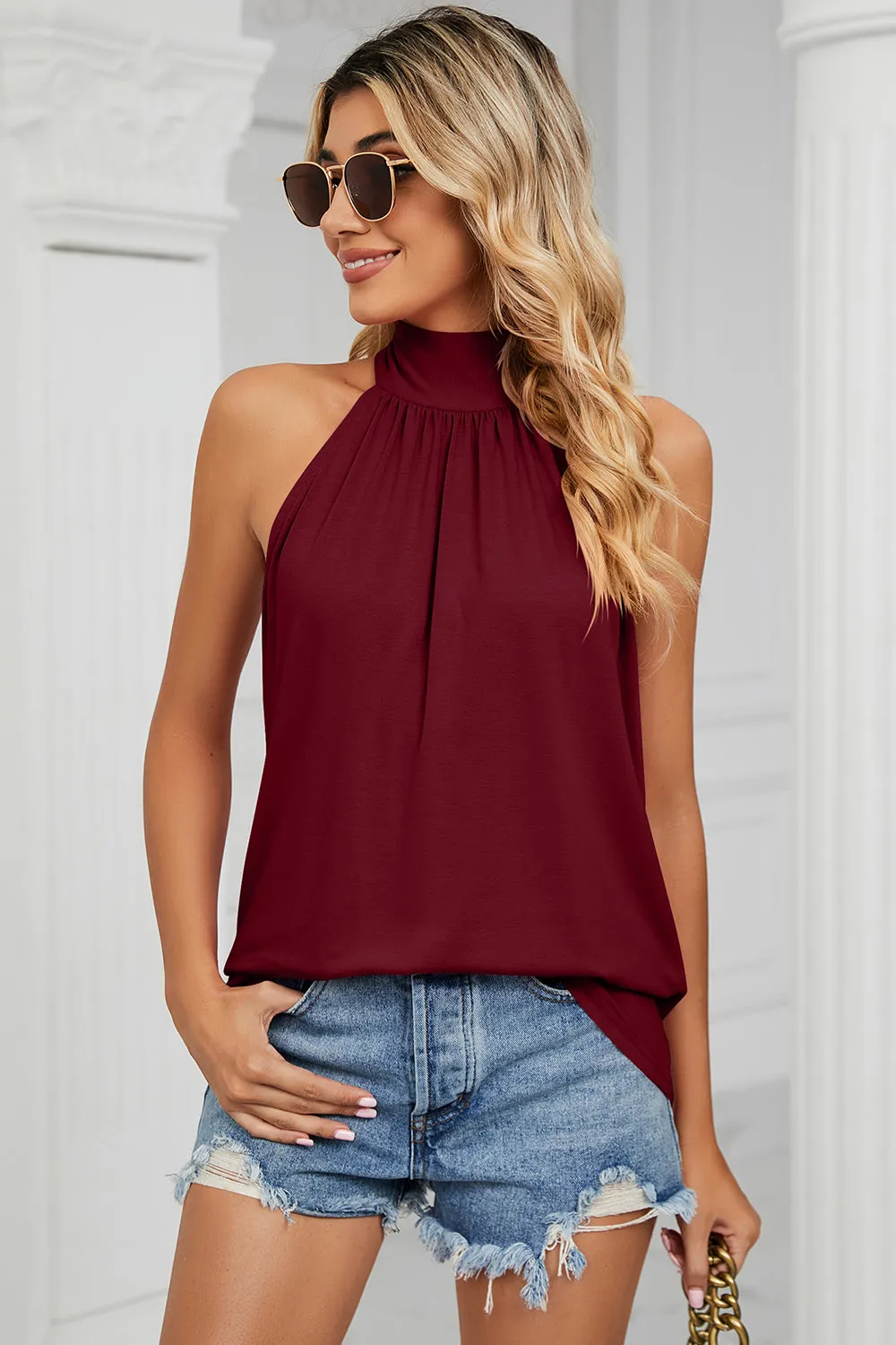 Tied Grecian Neck Top