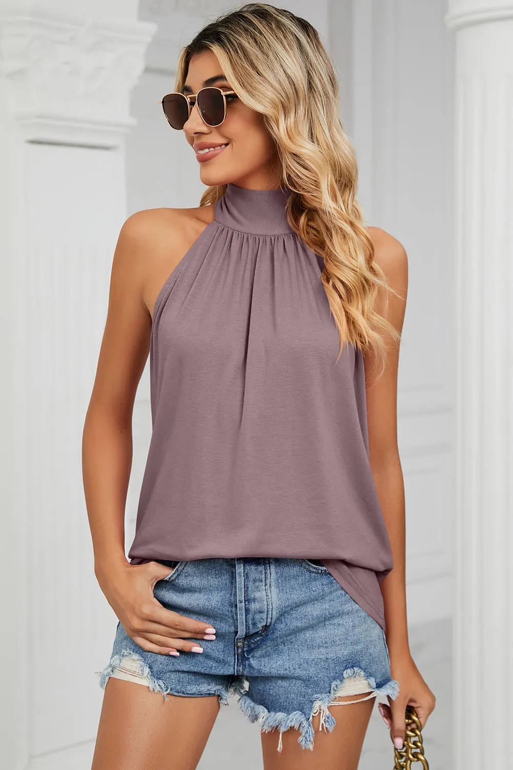 Tied Grecian Neck Top