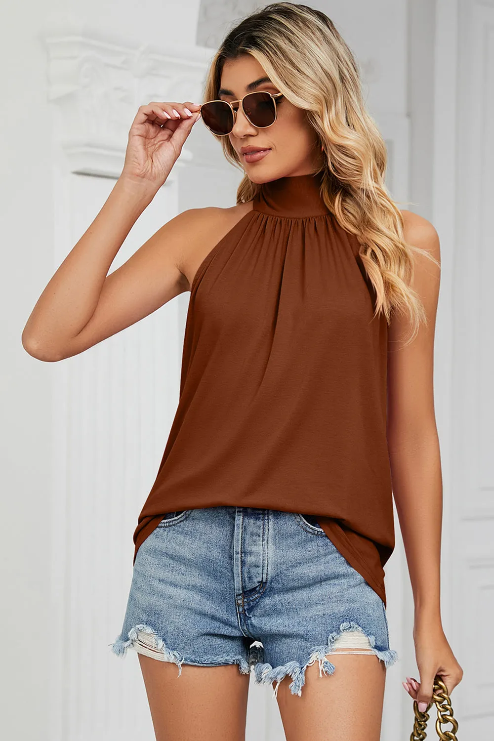 Tied Grecian Neck Top