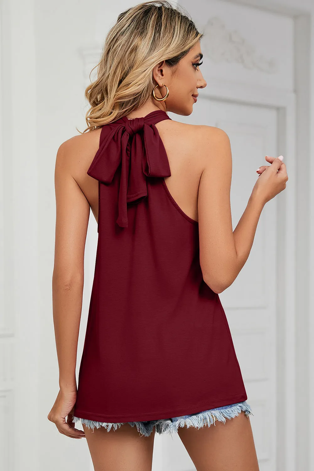 Tied Grecian Neck Top