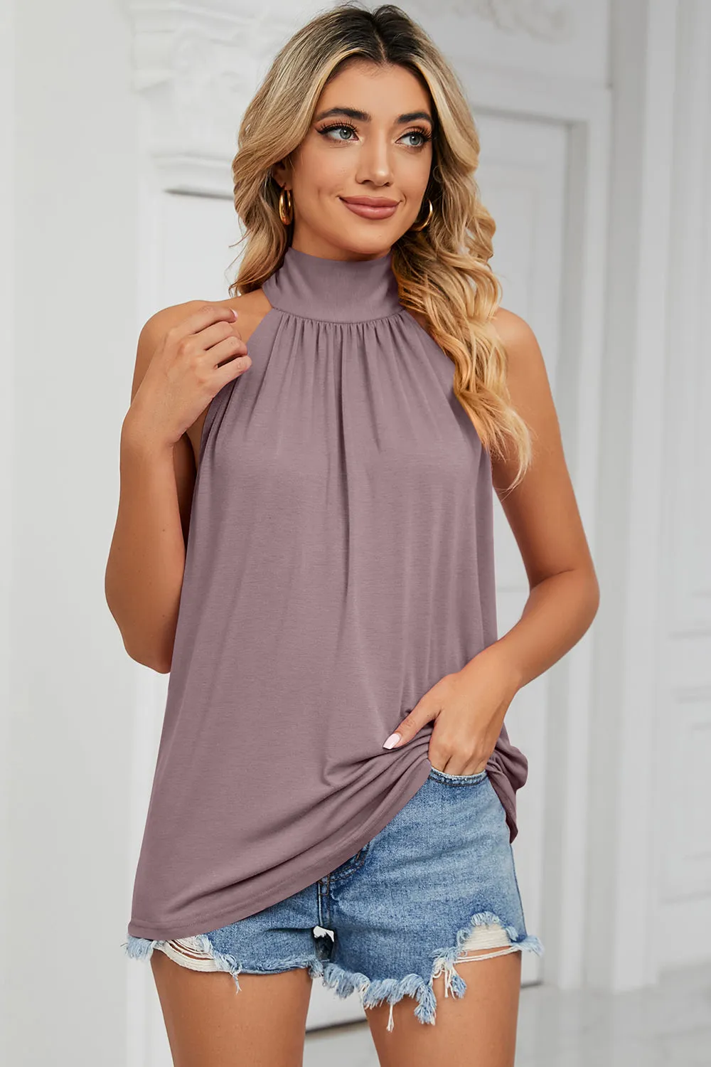 Tied Grecian Neck Top