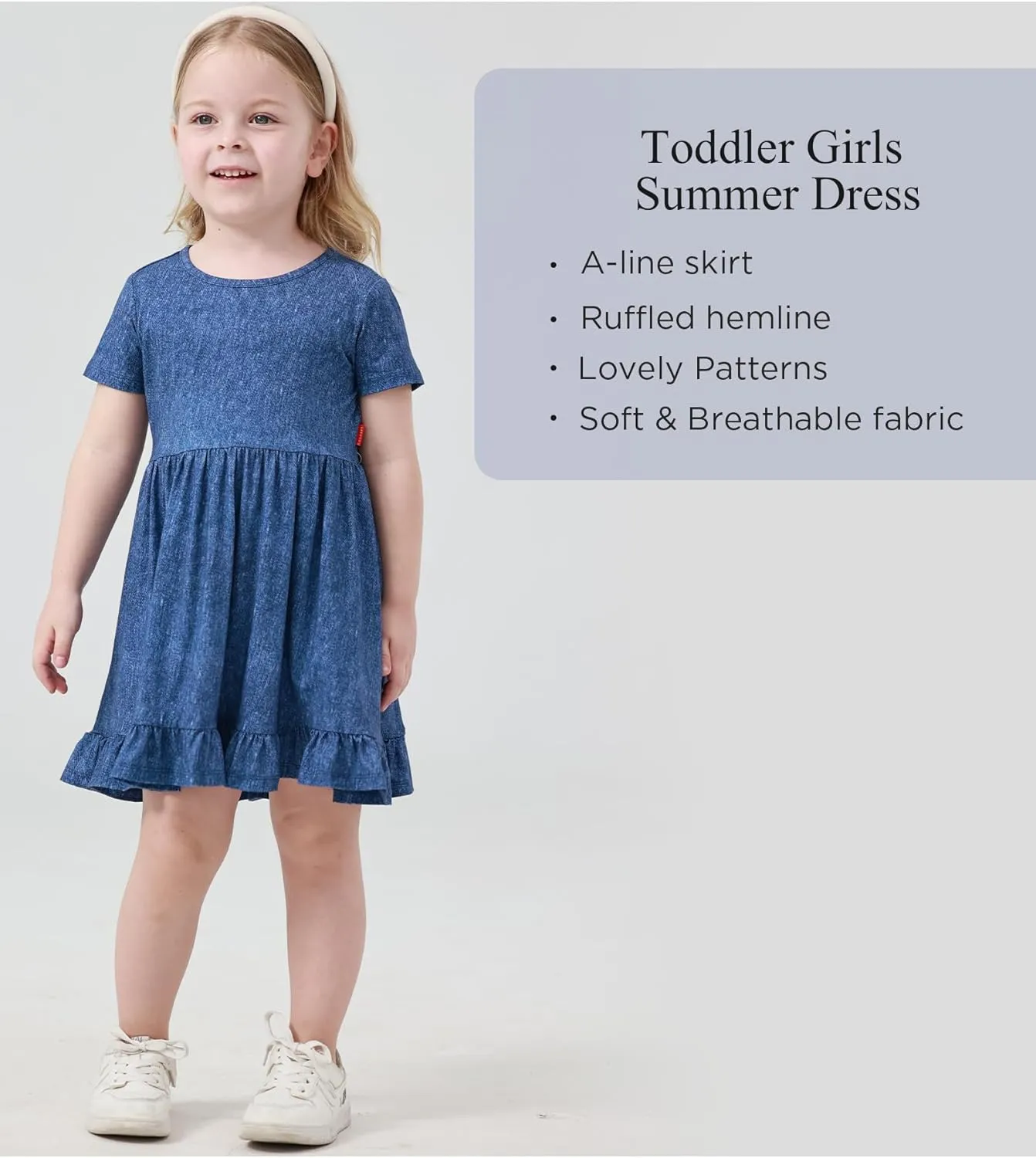 Toddler Girls Short Sleeve Summer Dress Buttery Soft Bamboo Viscose Twirl Dress