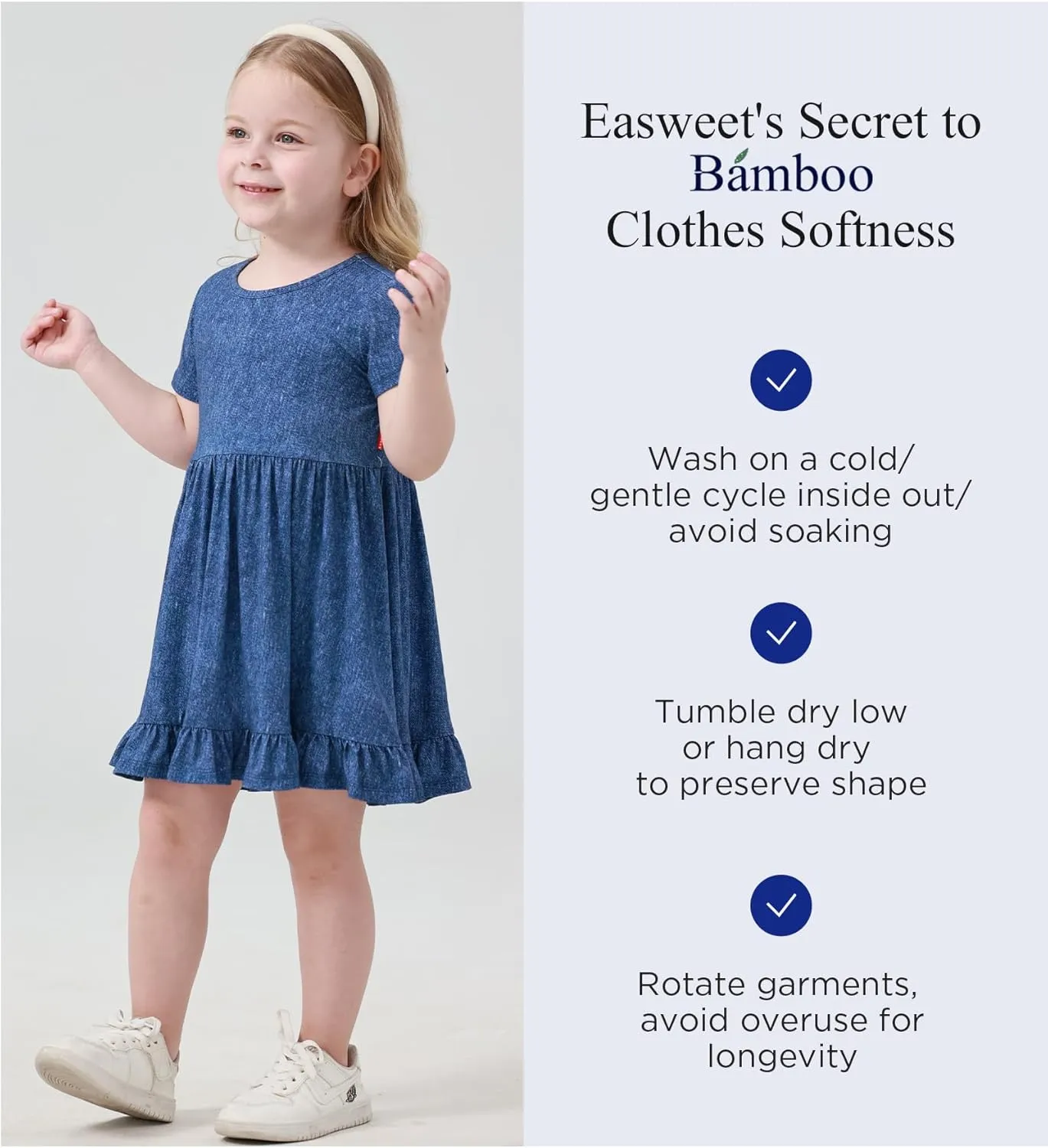 Toddler Girls Short Sleeve Summer Dress Buttery Soft Bamboo Viscose Twirl Dress