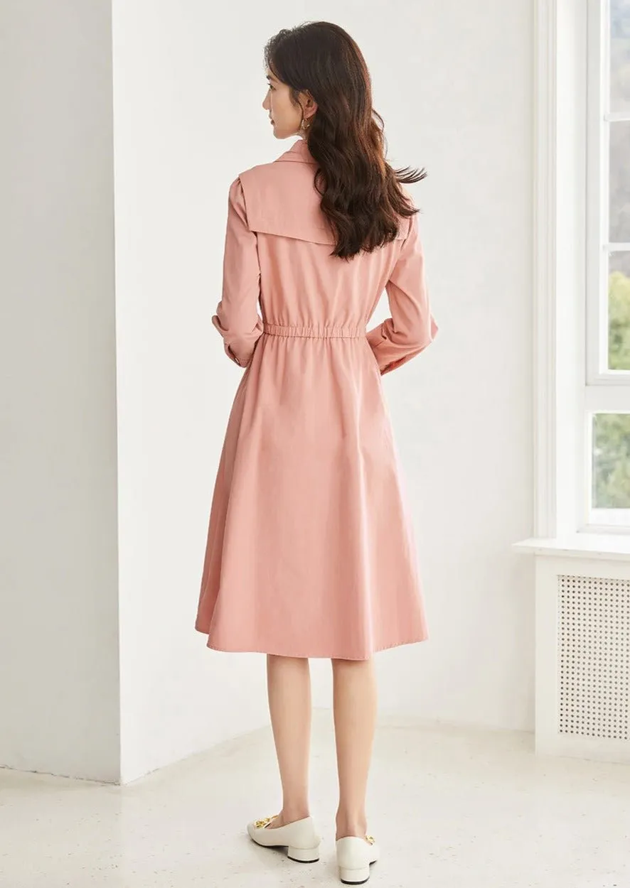 WAIST SLIM PINK SHIRT DRESS