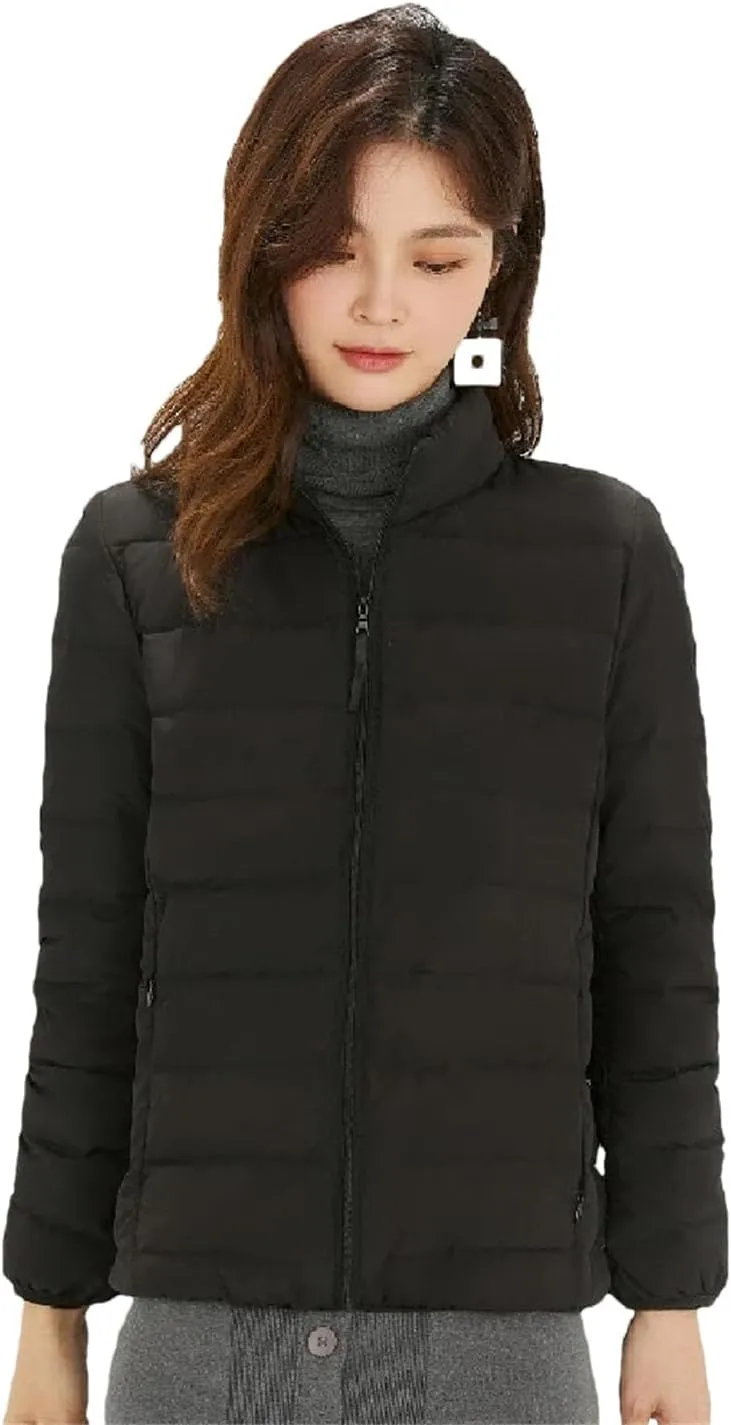 Women Short Puffer Jacket White Duck Down Slim Fit Ultra-Light Parka
