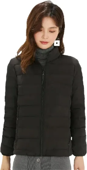 Women Short Puffer Jacket White Duck Down Slim Fit Ultra-Light Parka