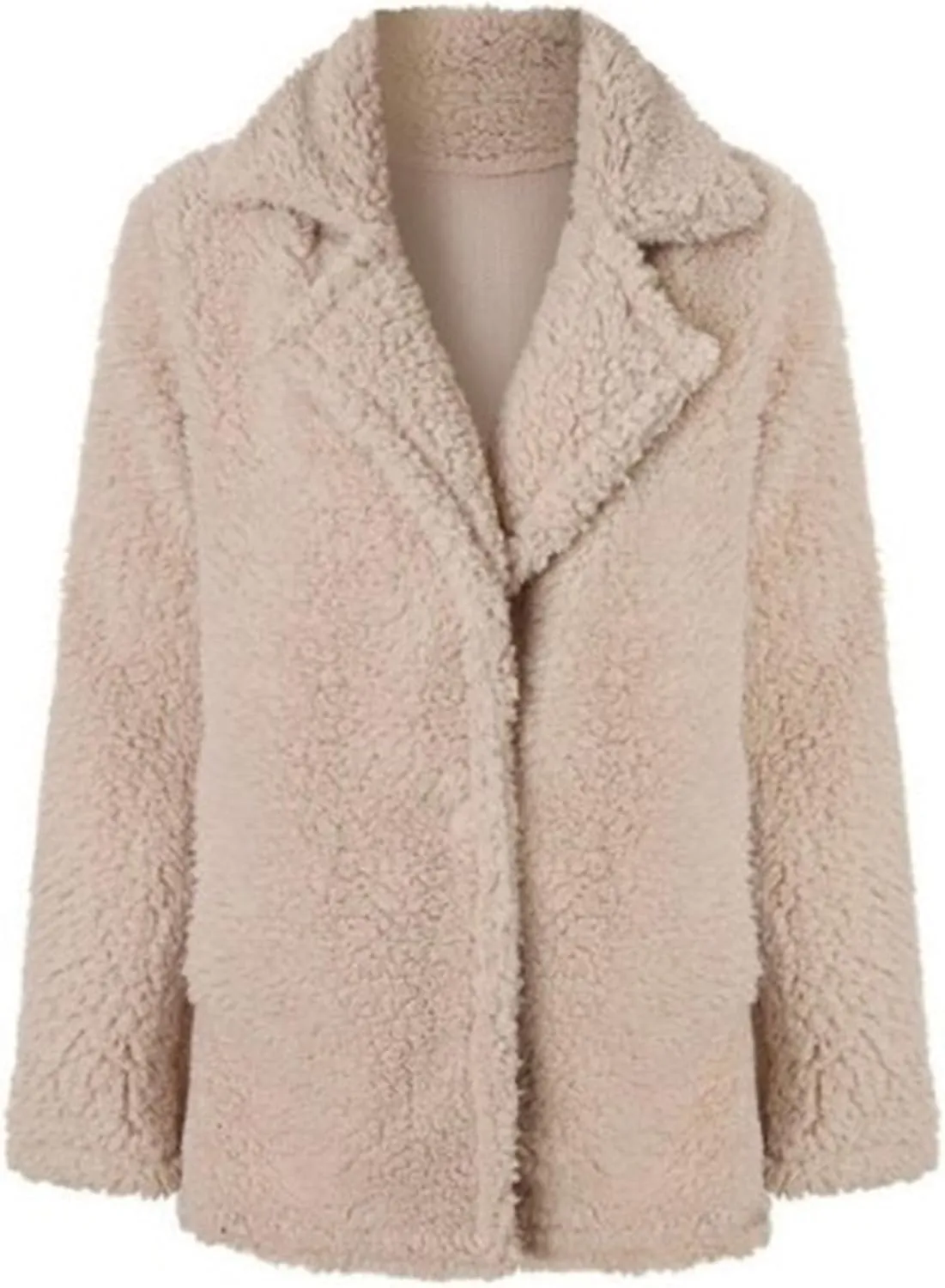 Womens Faux Fur Coat Outerwear Winter Comfortable Stylish Jacket with Pockets