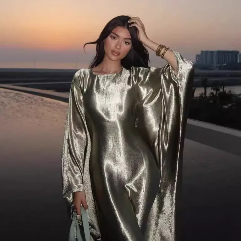 Women's Modest Feminine Hot Silver Dress