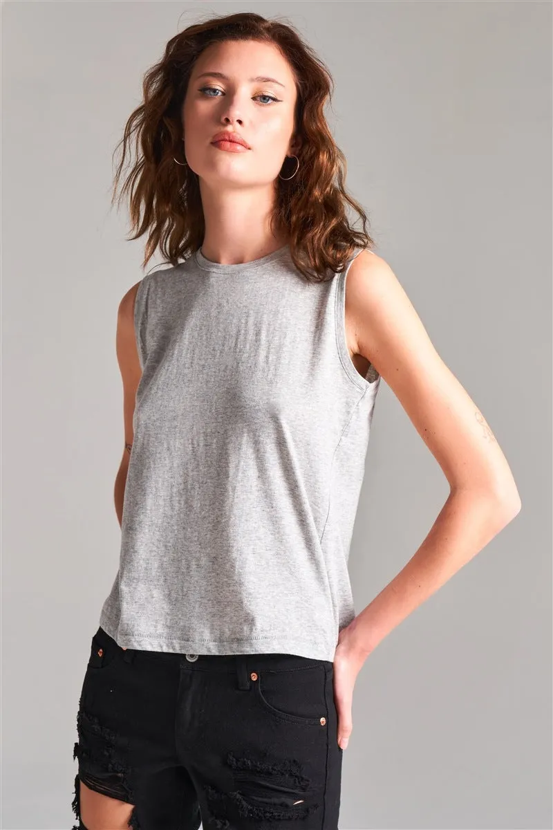 Women's Solid Sleeveless Round Neck Basic Tank Top