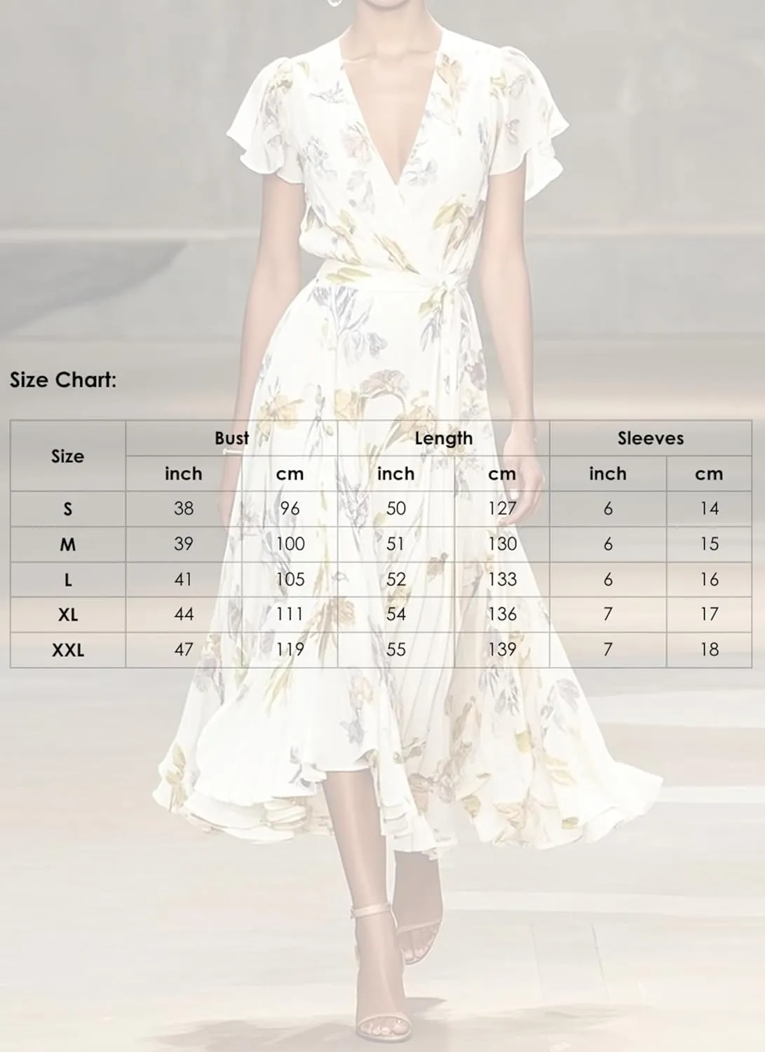 Women's Summer White Floral Print V Neck Wrap Midi Dress Stylish Ruffle Short Sleeve A-Line Beach Vacation Dresses 2025